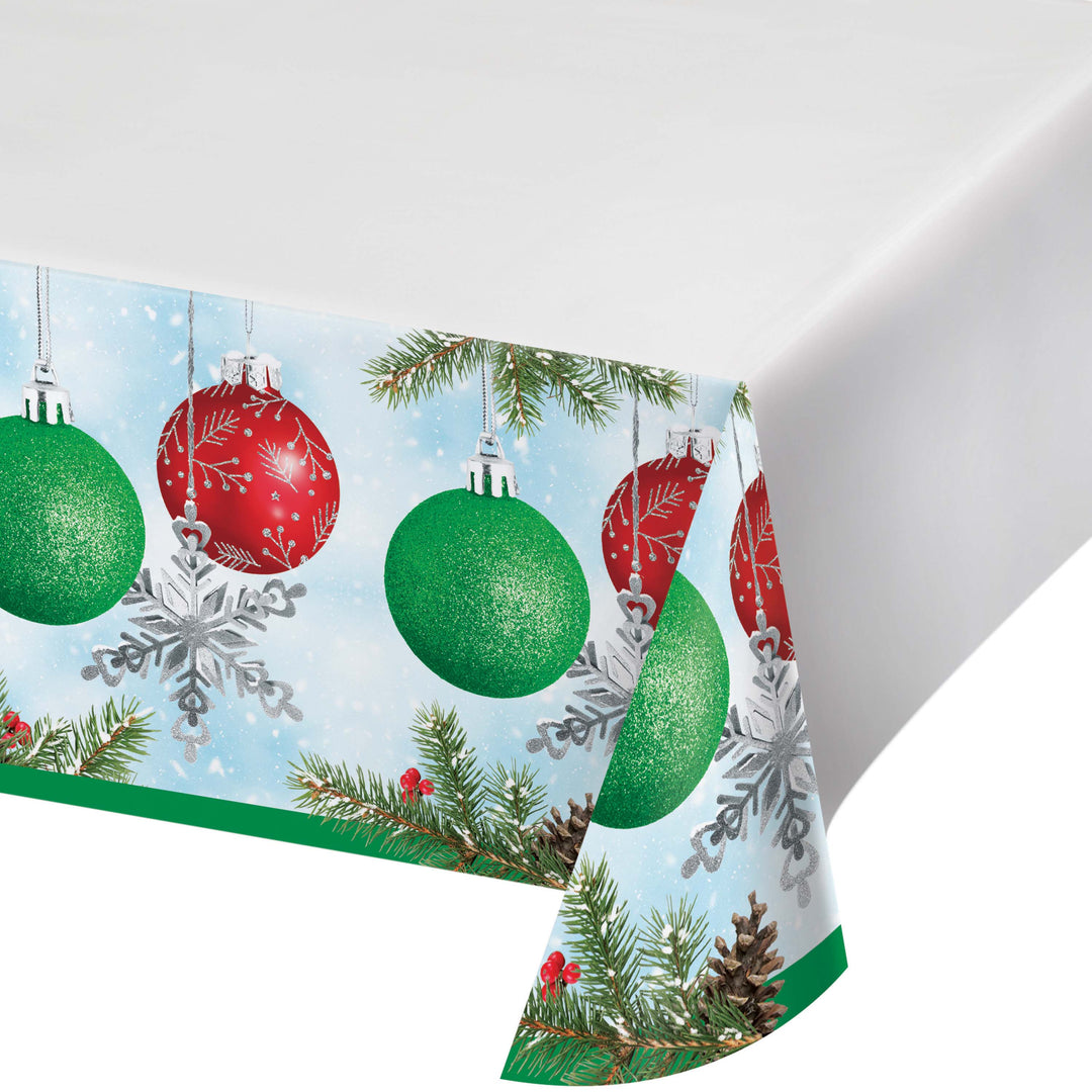 Creative Converting 376074 54" x 96" Classic Christmas Paper Table Cover