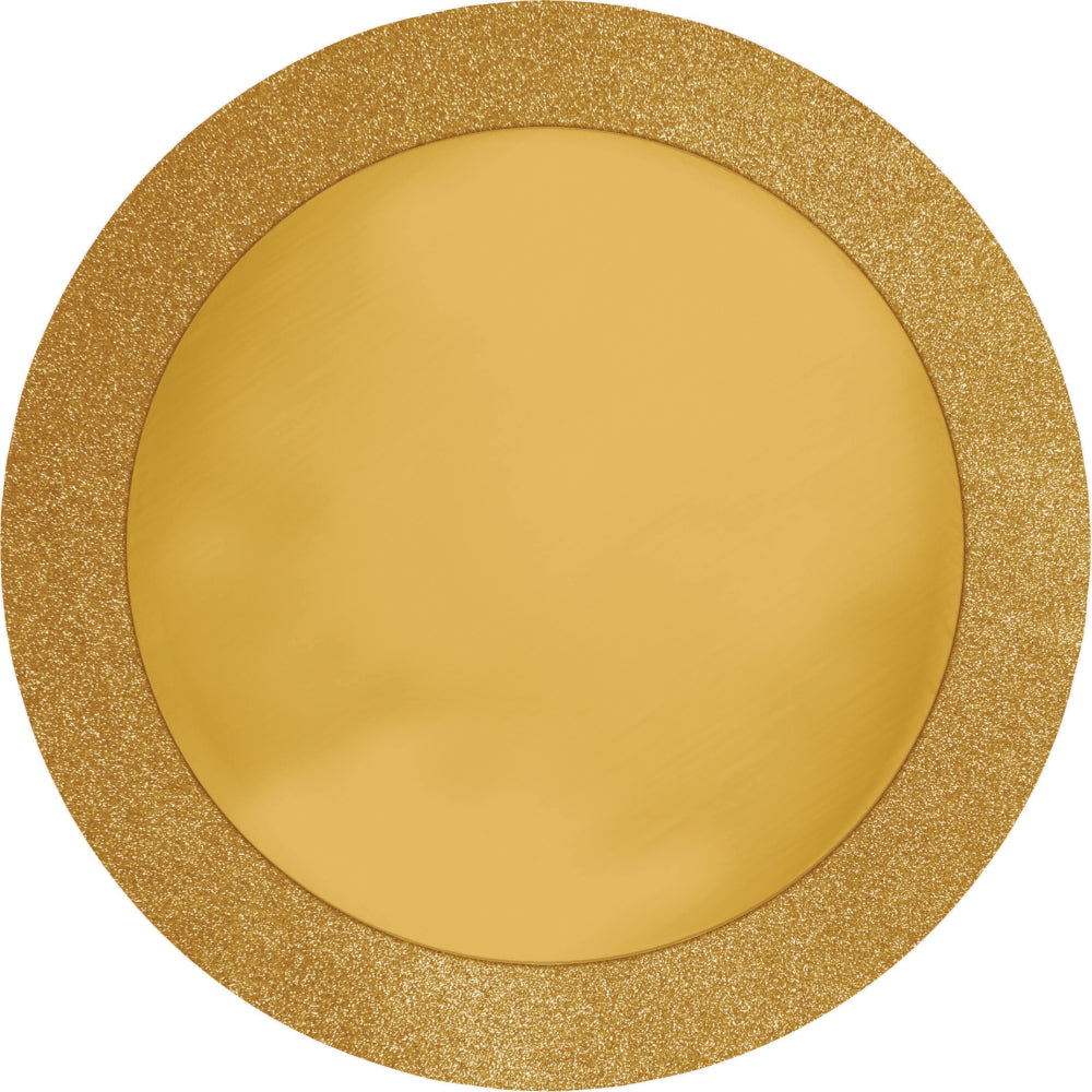 Creative Converting 861801 14" Round Gold Glitz Placemat with 2" Glitter Border