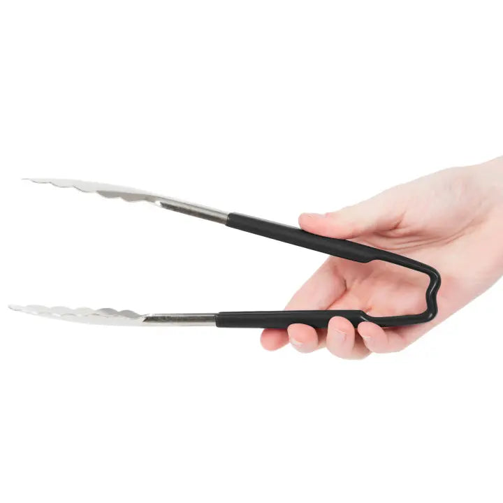 Vollrath 4780920 Stainless Steel One-Piece Scalloped Tongs with Black Kool-Touch Handle 9.5" Vollrath