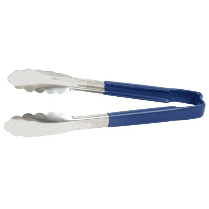 Vollrath 4780930 Stainless Steel One-Piece Scalloped Tongs with Blue Kool-Touch Handle 9.5" Vollrath