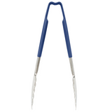 Vollrath 4780930 Stainless Steel One-Piece Scalloped Tongs with Blue Kool-Touch Handle 9.5"