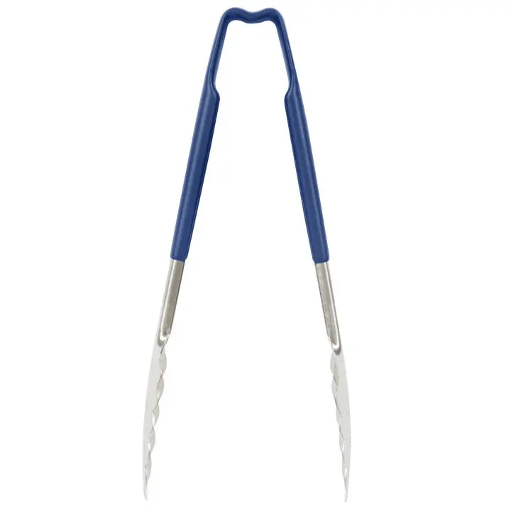 Vollrath 4780930 Stainless Steel One-Piece Scalloped Tongs with Blue Kool-Touch Handle 9.5" Vollrath