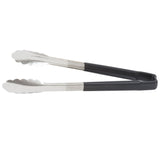 Vollrath 4781220 Stainless Steel One-Piece Scalloped Tongs with Black Kool-Touch Handle 12"