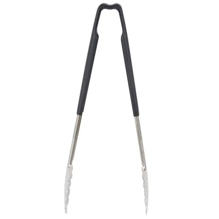 Vollrath 4781220 Stainless Steel One-Piece Scalloped Tongs with Black Kool-Touch Handle 12" Vollrath