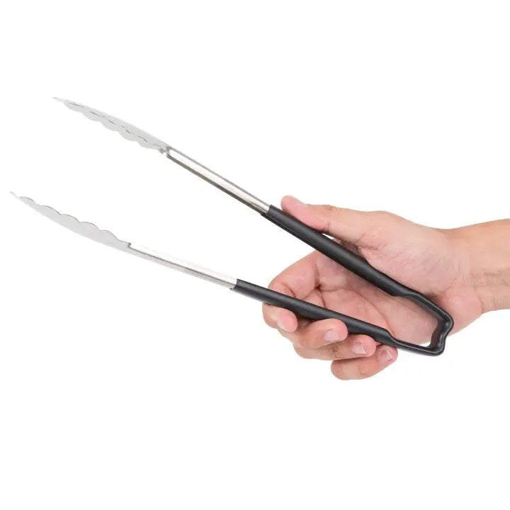 Vollrath 4781220 Stainless Steel One-Piece Scalloped Tongs with Black Kool-Touch Handle 12" Vollrath