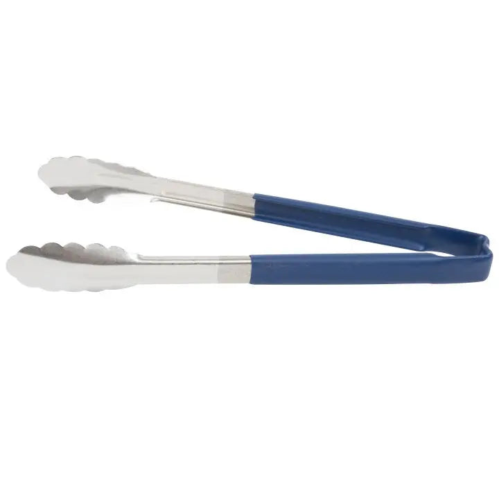 Vollrath 4781230 Stainless Steel One-Piece Scalloped Tongs with Blue Kool-Touch Handle 12" Vollrath