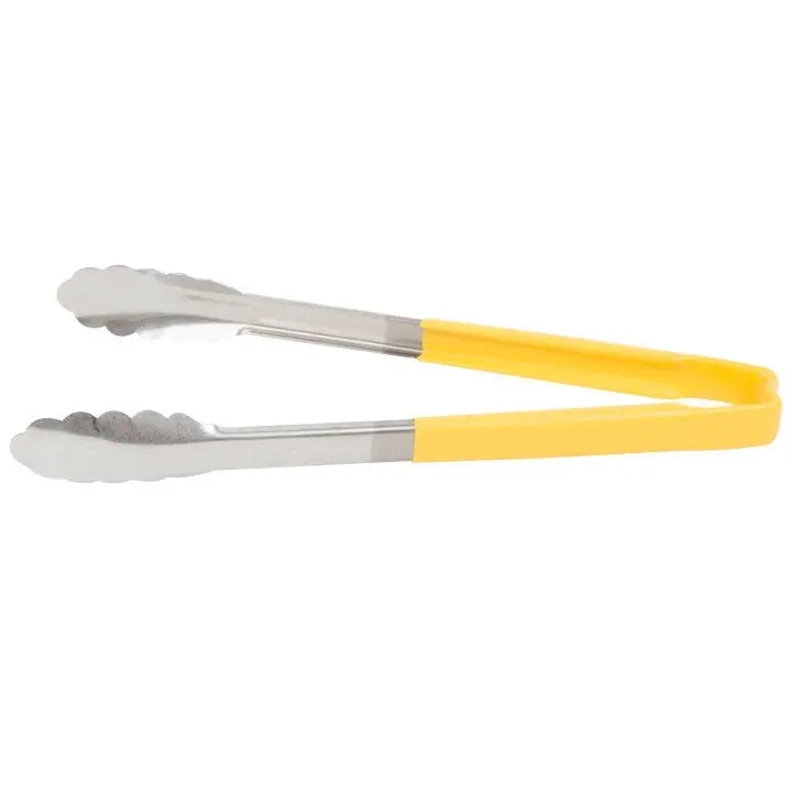Vollrath 4781250 Stainless Steel One-Piece Scalloped Tongs with Yellow Kool-Touch Handle 12" Vollrath