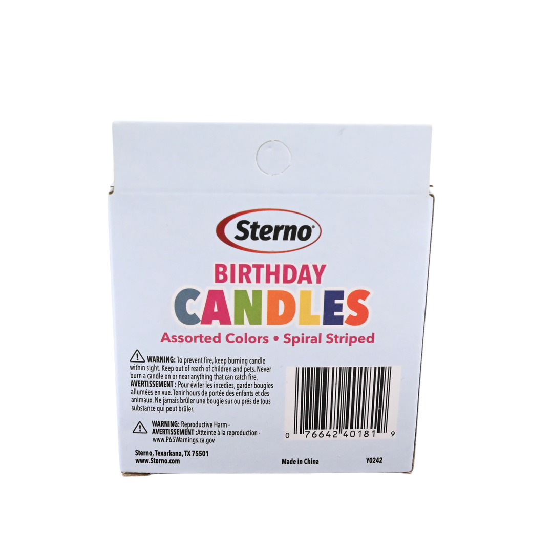 Multi-Colored Spiral Striped Birthday Candles Pack of 36