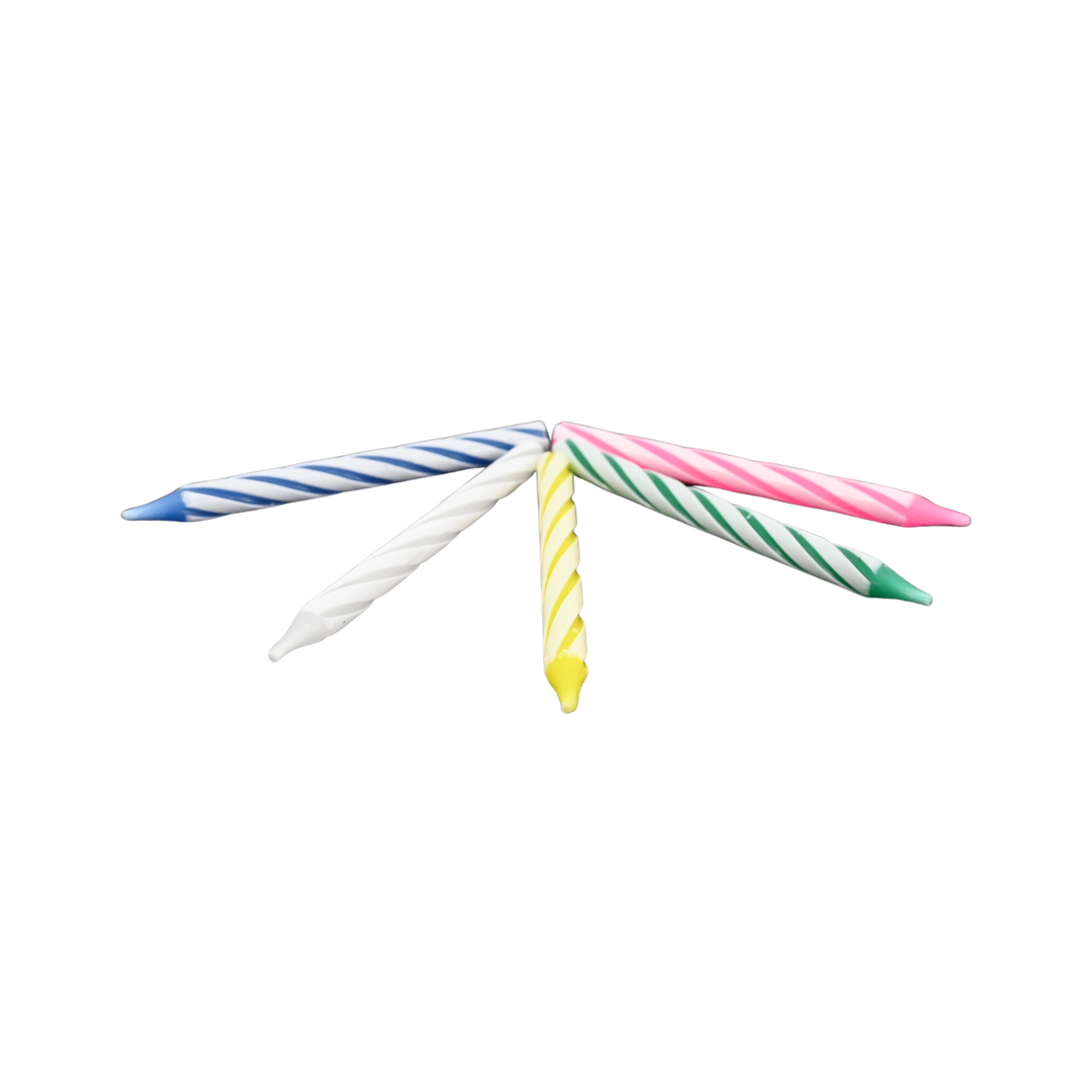 Multi-Colored Spiral Striped Birthday Candles Pack of 36