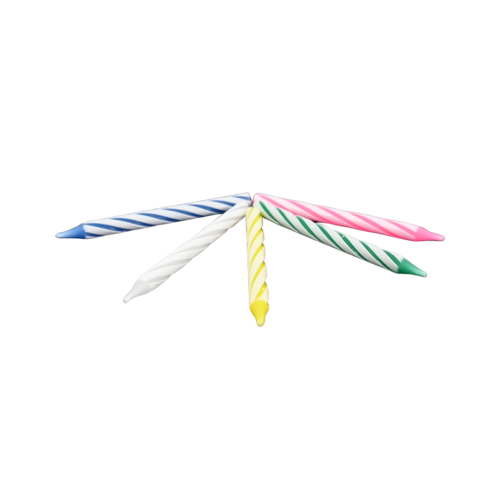 Multi-Colored Spiral Striped Birthday Candles Pack of 36