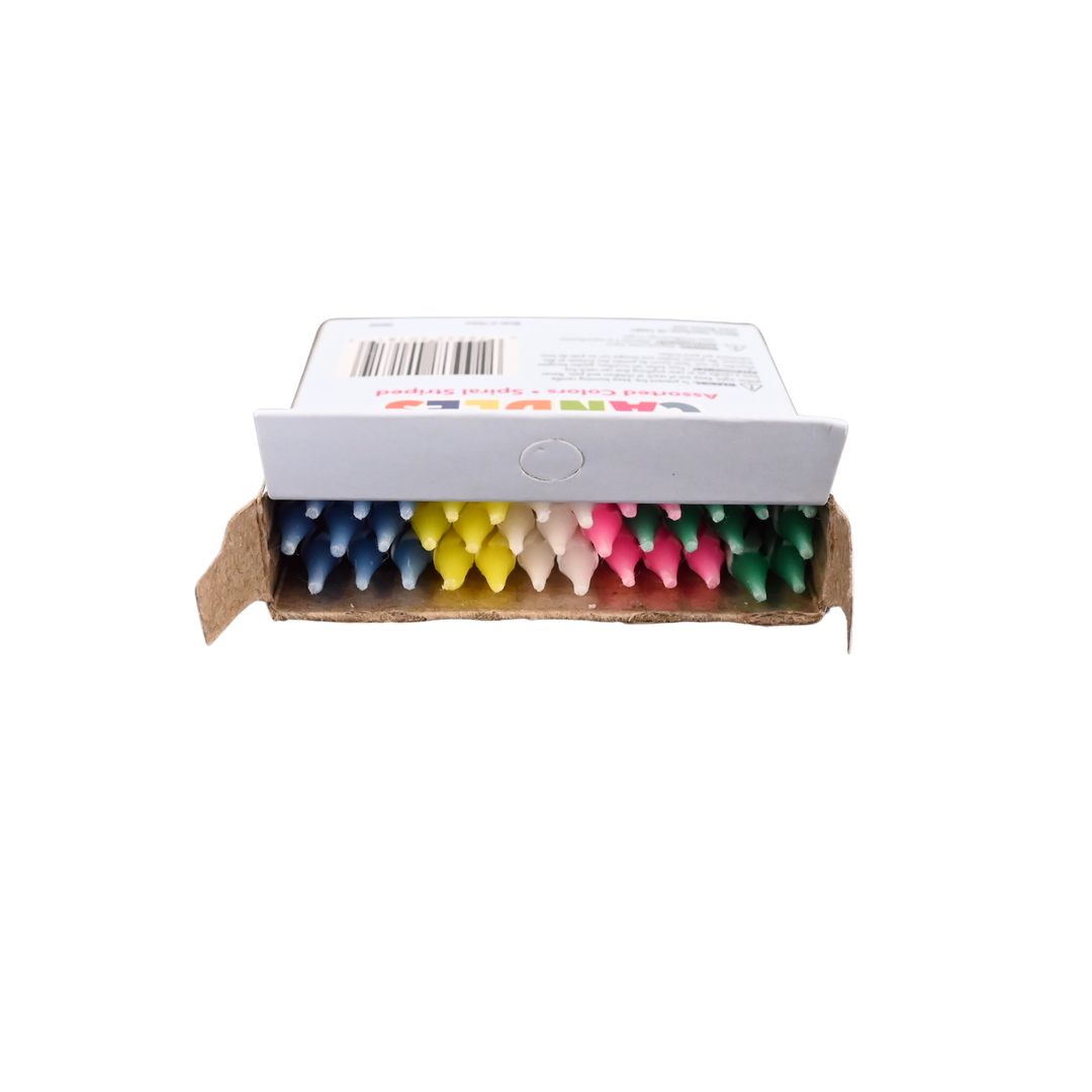 Multi-Colored Spiral Striped Birthday Candles Pack of 36