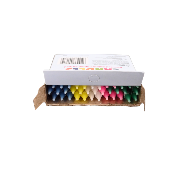 Multi-Colored Spiral Striped Birthday Candles Pack of 36