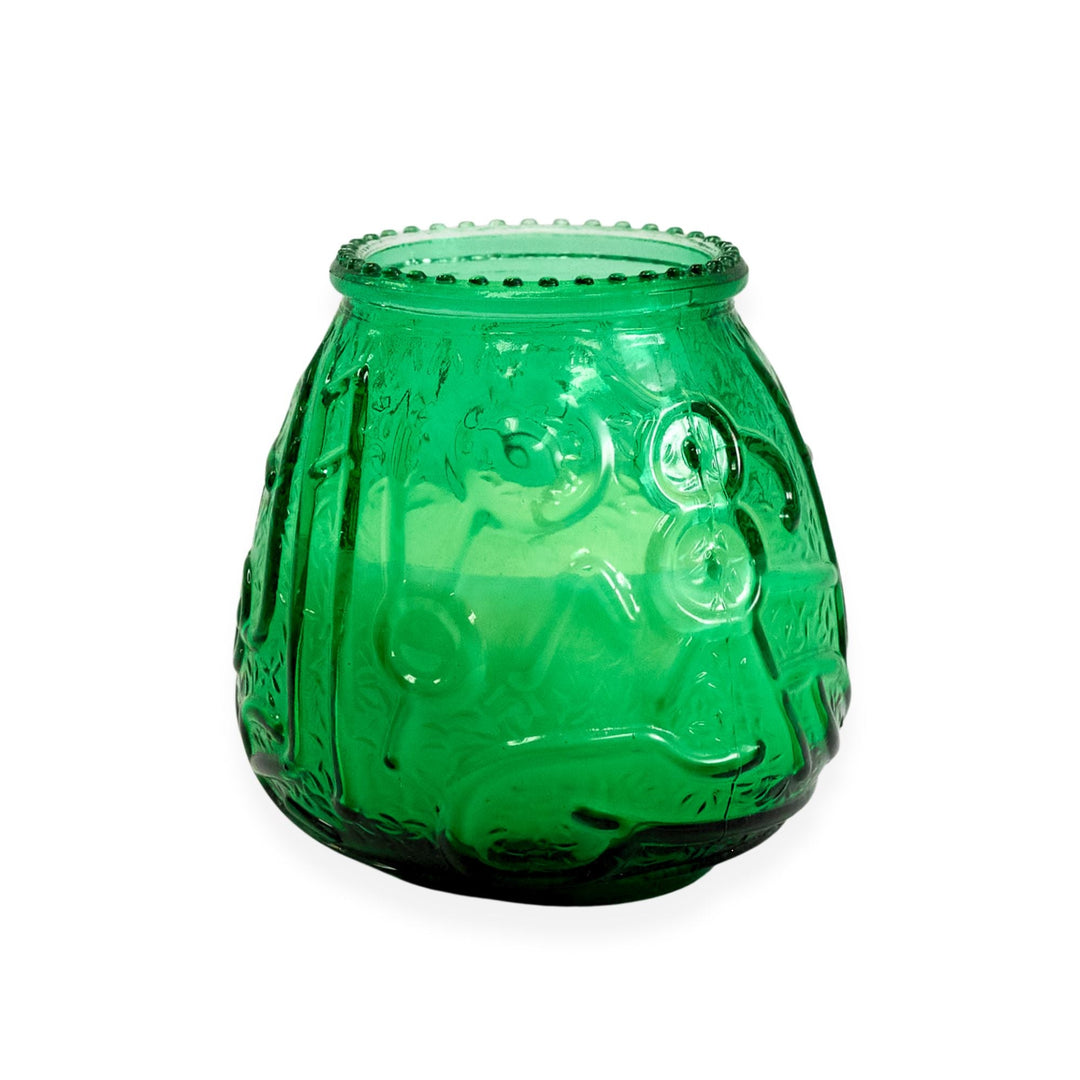 LeoLight 432GR 45 Hour Green Glass Venetian Lowboys Wax Candle LeoLight