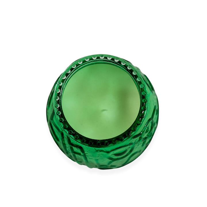 LeoLight 432GR 45 Hour Green Glass Venetian Lowboys Wax Candle LeoLight