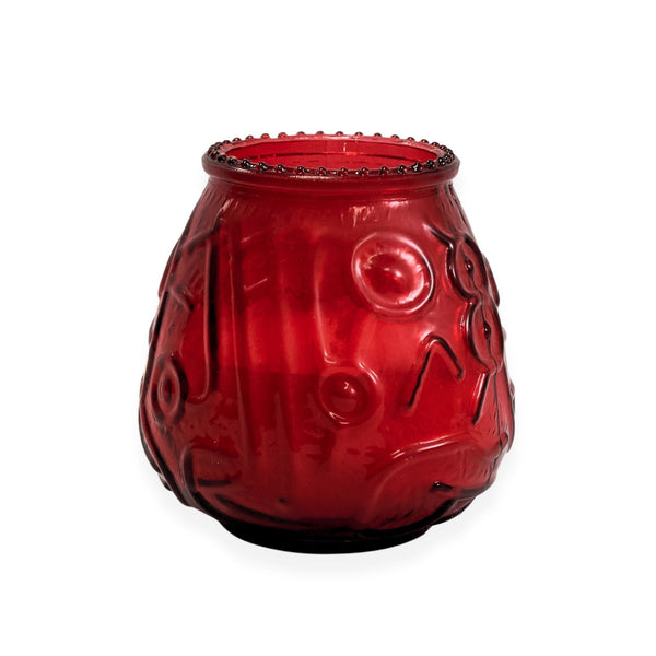 LeoLight 432RD 45 Hour Red Glass Venetian Lowboys Wax Candle LeoLight