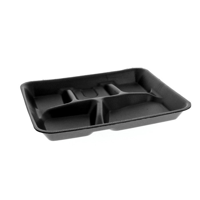 Genpak 5 Compartment School Tray Black 500/Case Genpak