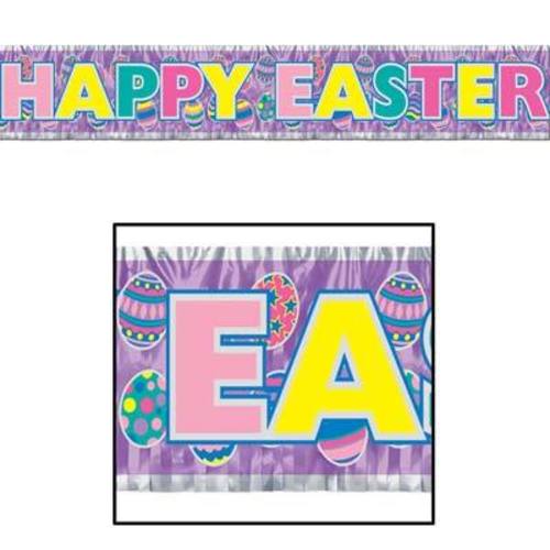 5' x 7.5" Metallic Happy Easter Fringe Banner (40880)