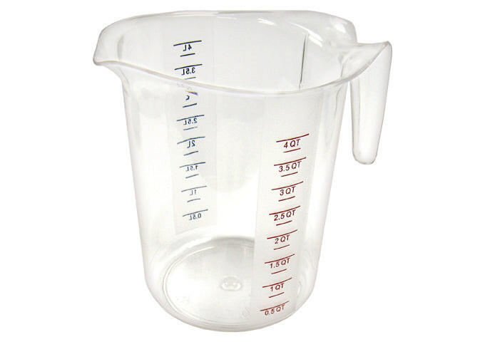 Winco PMCP-400 4 Quart Polycarbonate Measuring Cup with Color Graduations Winco