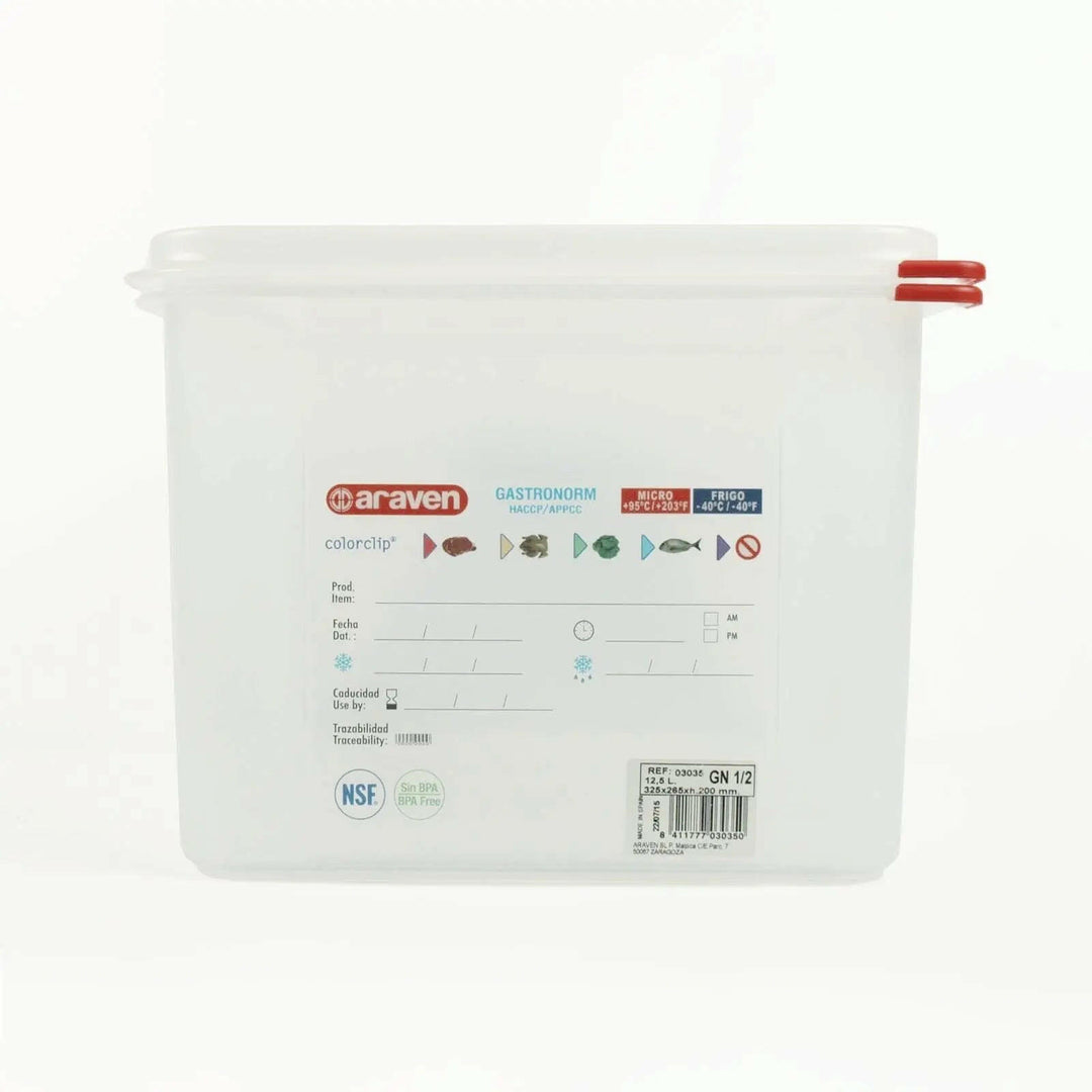 Araven 03035 1/2 Size 13.2 Quart 8" Food Pan with Airtight Lid Araven