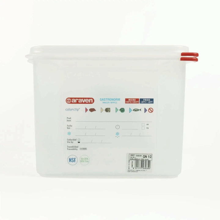Araven 03035 1/2 Size 13.2 Quart 8" Food Pan with Airtight Lid Araven
