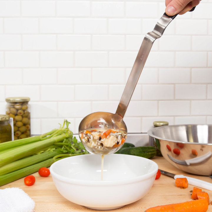 Vollrath 4980622 6 oz Stainless Steel Ladle with Black Ergo Grip Handle Vollrath