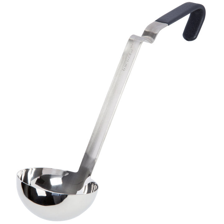 Vollrath 4980622 6 oz Stainless Steel Ladle with Black Ergo Grip™ Kool-Touch® Handle