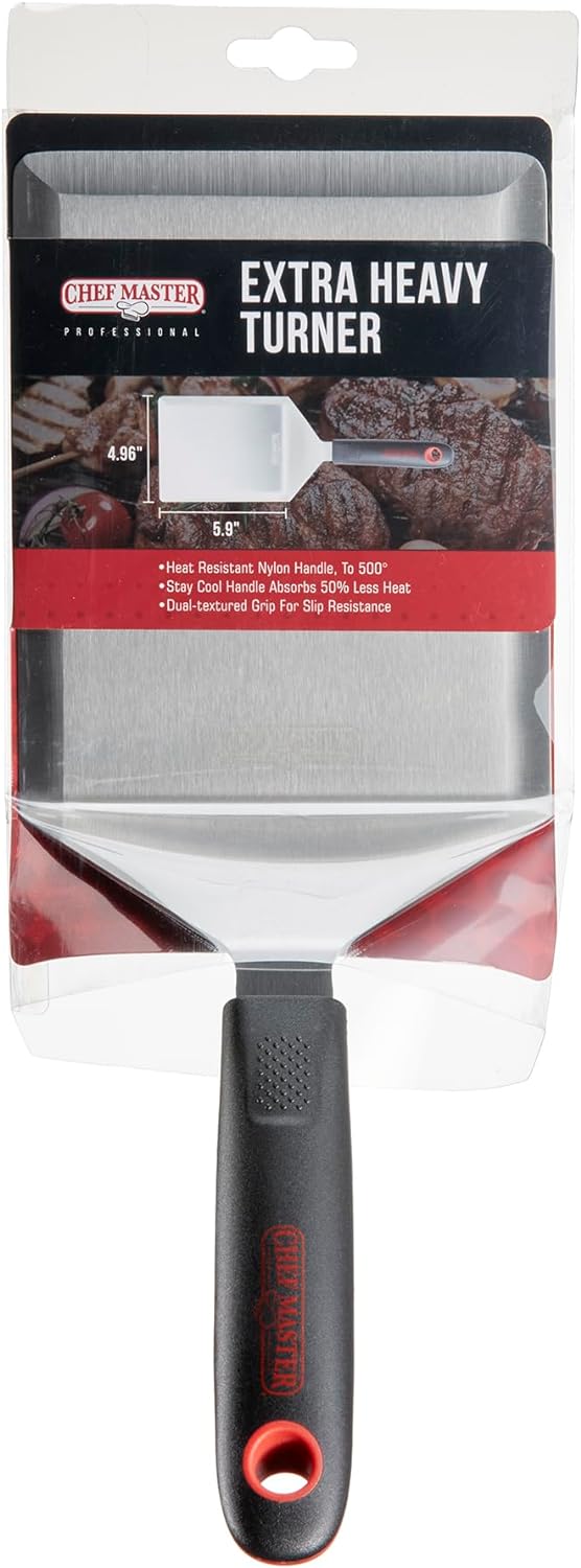 Chef Master 90286 Stainless Steel Extra Heavy High Heat Turner 5.9" x 4.96"