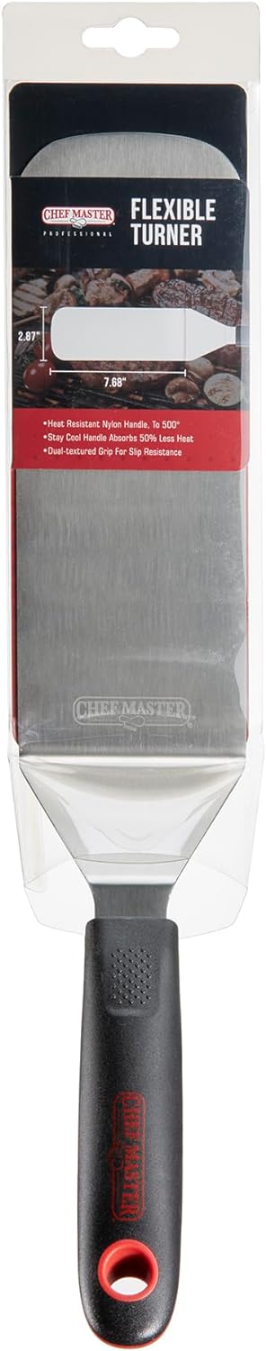 Chef Master 90284 Stainless Steel Flexible High Heat Turner 7.6" x 2.87" Chef-Master
