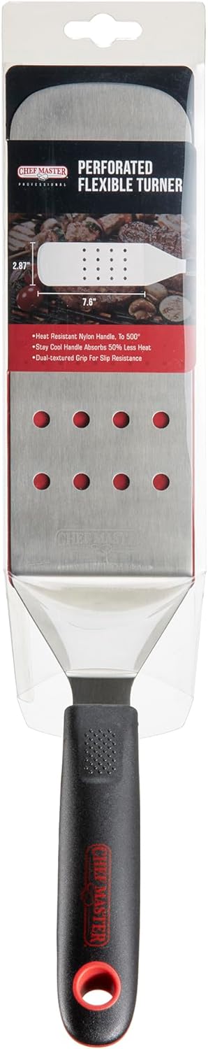 Chef Master 90285 Stainless Steel Perforated Flexible High Heat Turner 7.6" x 2.87"