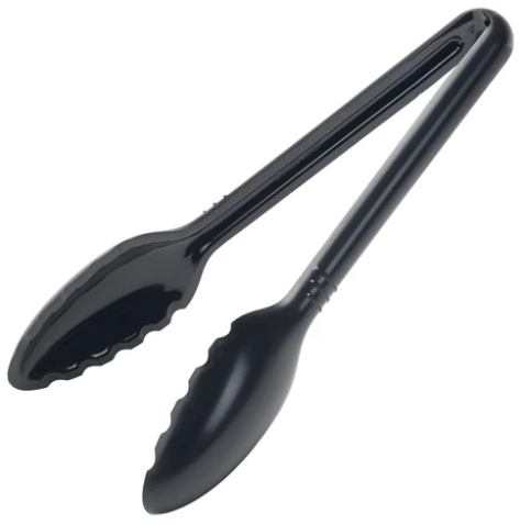 Winco CVST-9K 9" Black Curv Serving Tongs Winco