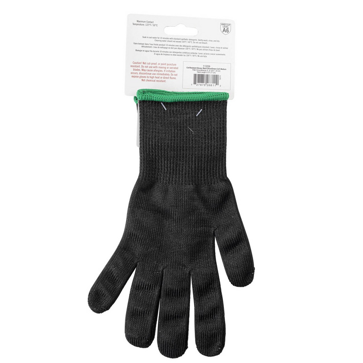 Tablecraft The Protector 11209 Medium Cut Resistant Black and Green Gloves