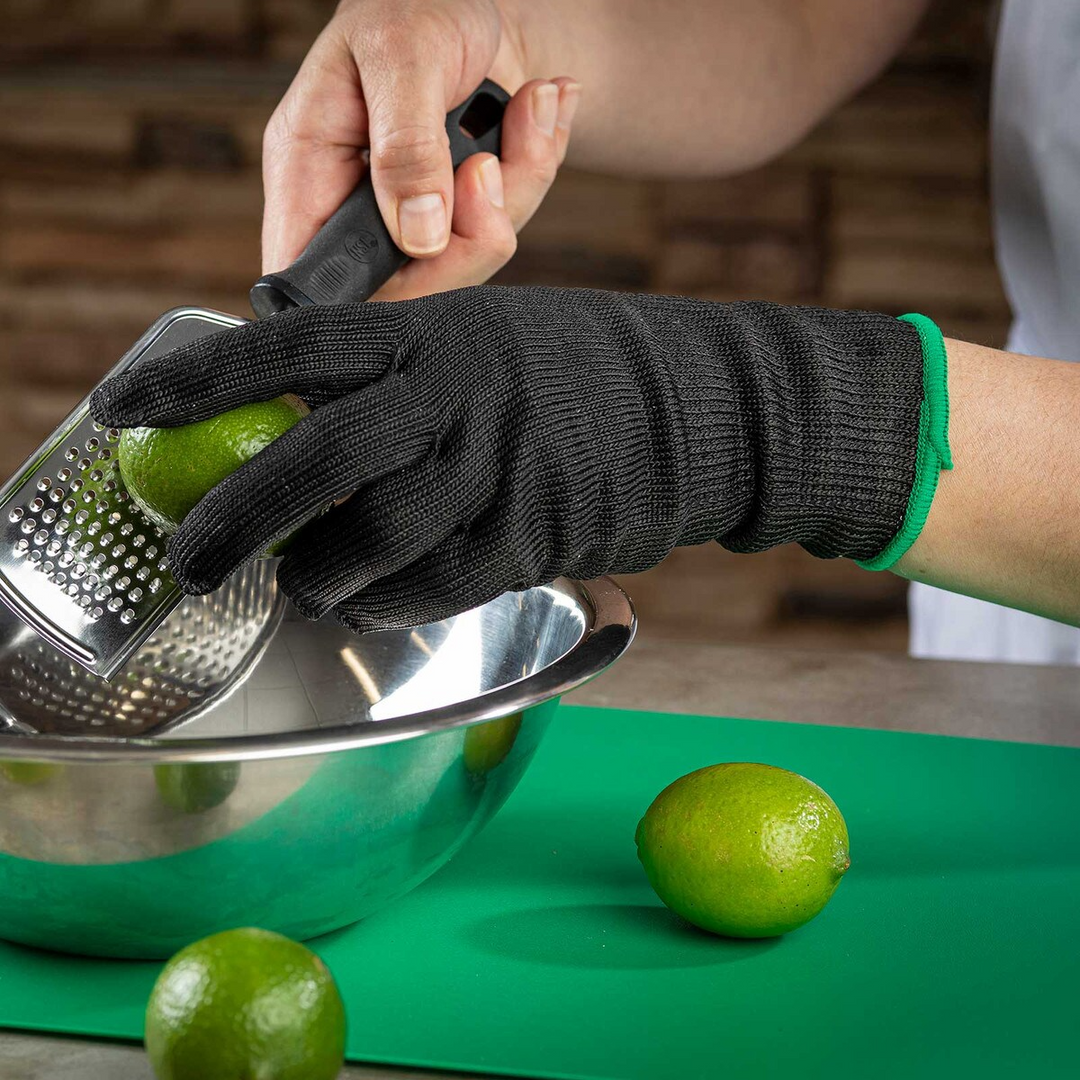 Tablecraft The Protector 11209 Medium Cut Resistant Black and Green Gloves