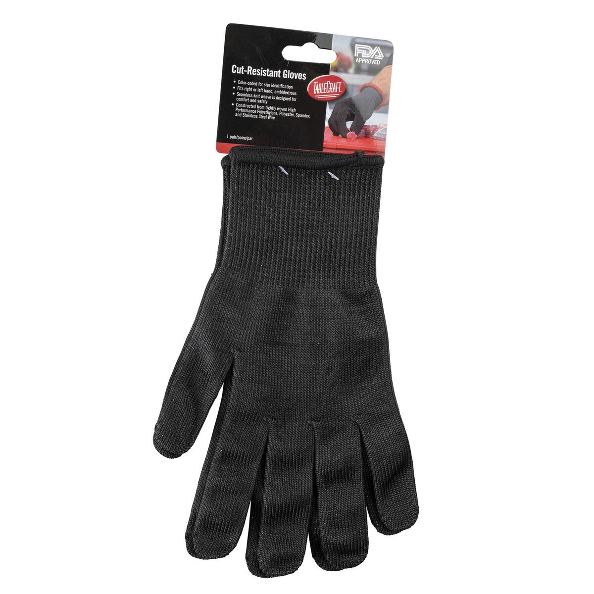 Tablecraft The Protector 11211 Extra Large Cut Resistant Black Gloves
