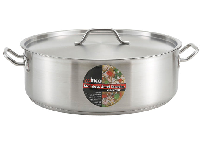 Winco SSLB-20 20 qt Stainless Steel Brazier With Cover