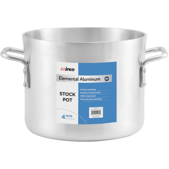 Winco ALST-32 Elemental 4mm Aluminum Stock Pot - 32 Quart Winco
