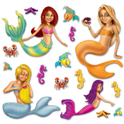 Beistle 52010 Insta-Theme Mermaid Props 16 Count 4" - 42"