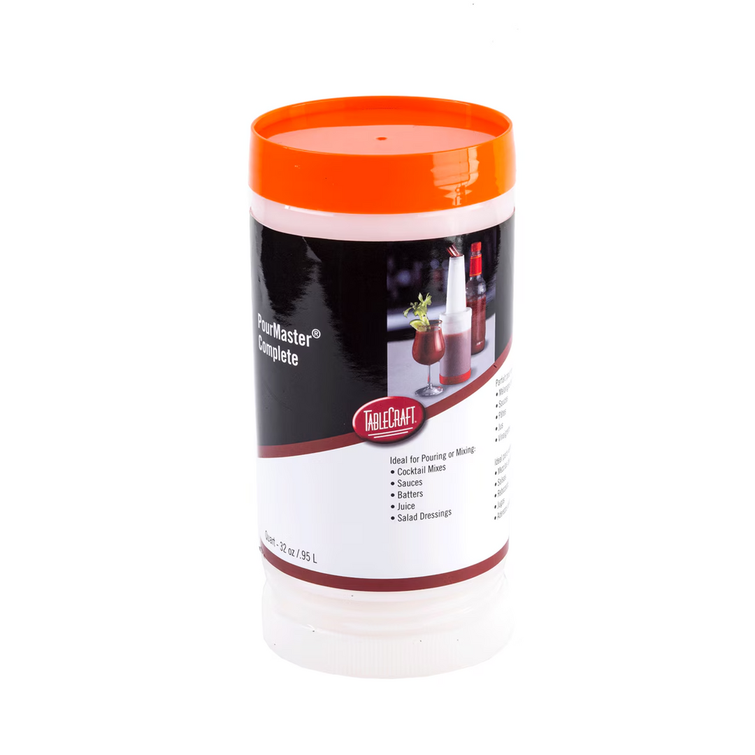 Tablecraft 8032X 32 oz Orange PourMaster Complete 3 Piece Set