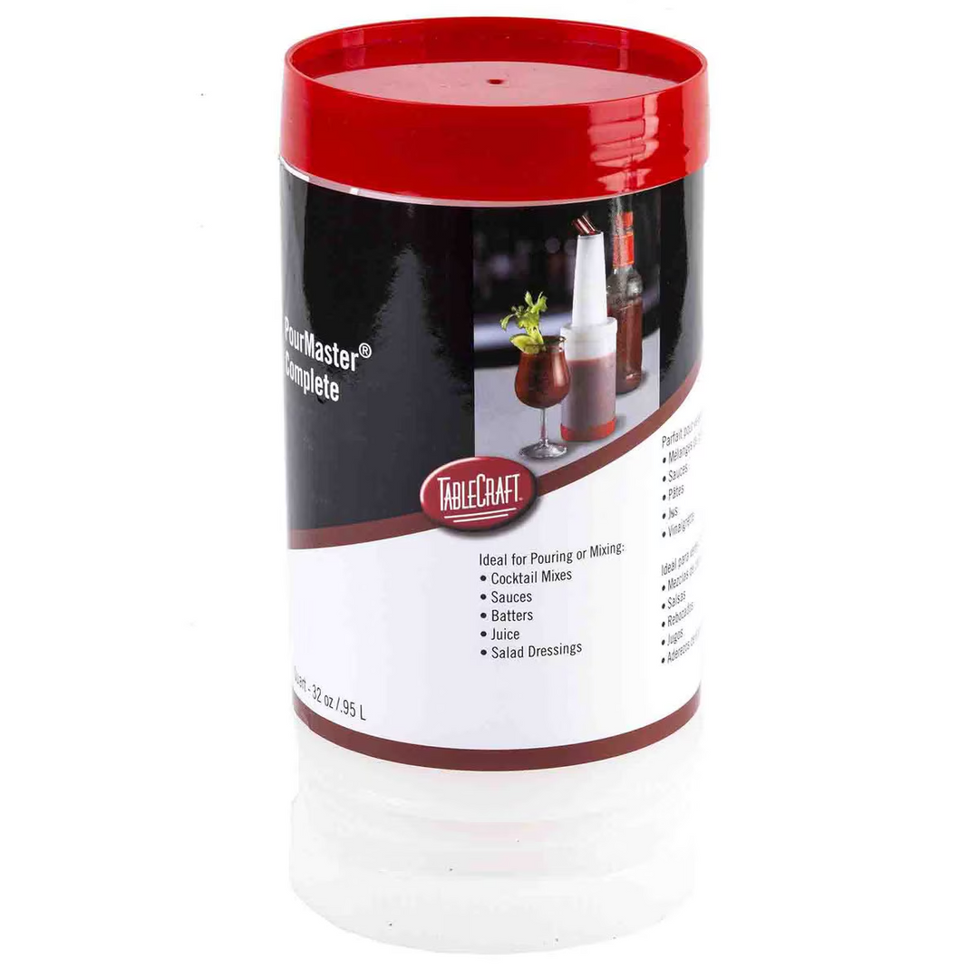 Tablecraft 8032R 32 oz Red PourMaster Complete 3 Piece Set Tablecraft