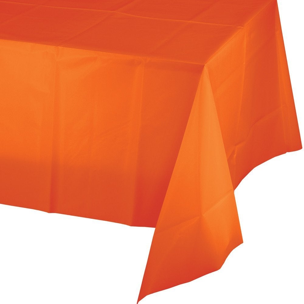 54" X 108" Sunkissed Orange Plastic Table Covers