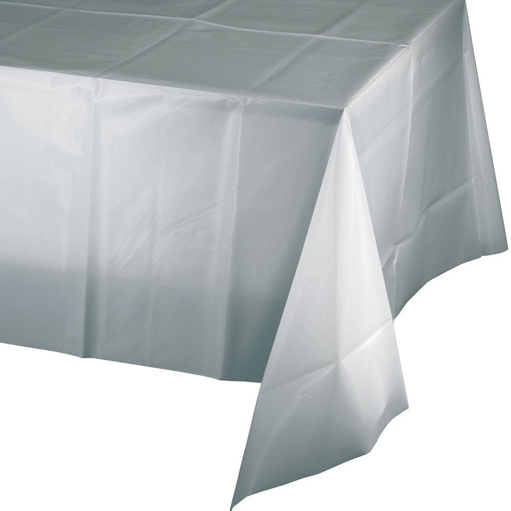 54" X 108" Silver Plastic Table Covers