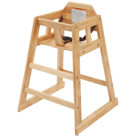 Winco CHH-101 Natural Wooden Knocked Down High Chair Winco