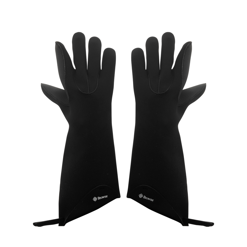 Browne Foodservice 5430502 15" Black FLXa-Prene 5 Finger Glove with Kevlar Stitching Browne Foodservice