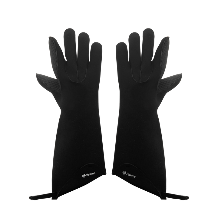 Browne Foodservice 5430502 15" Black FLXa-Prene 5 Finger Glove with Kevlar Stitching Browne Foodservice