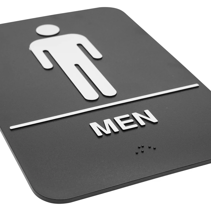 Winco SGNB-605 Restroom Sign W/ Braille "Men" 6x9