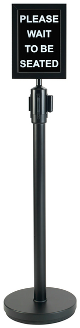 Winco CGS-38K 34" Stanchion Post with 6.5' Black Retractable Belt