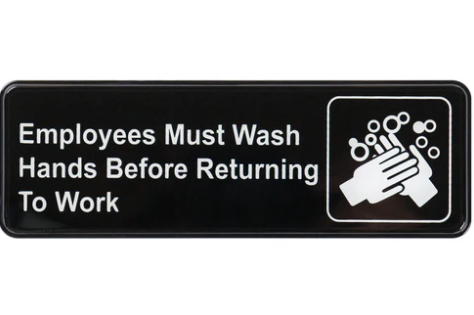 Winco SGN-322 9" x 3" Employees Must Wash Hands Before Returning to Work Winco
