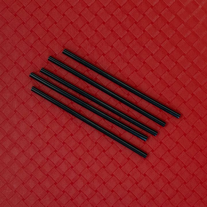 5.75" Black Unwrapped Bio-Plastic Cocktail Straw
