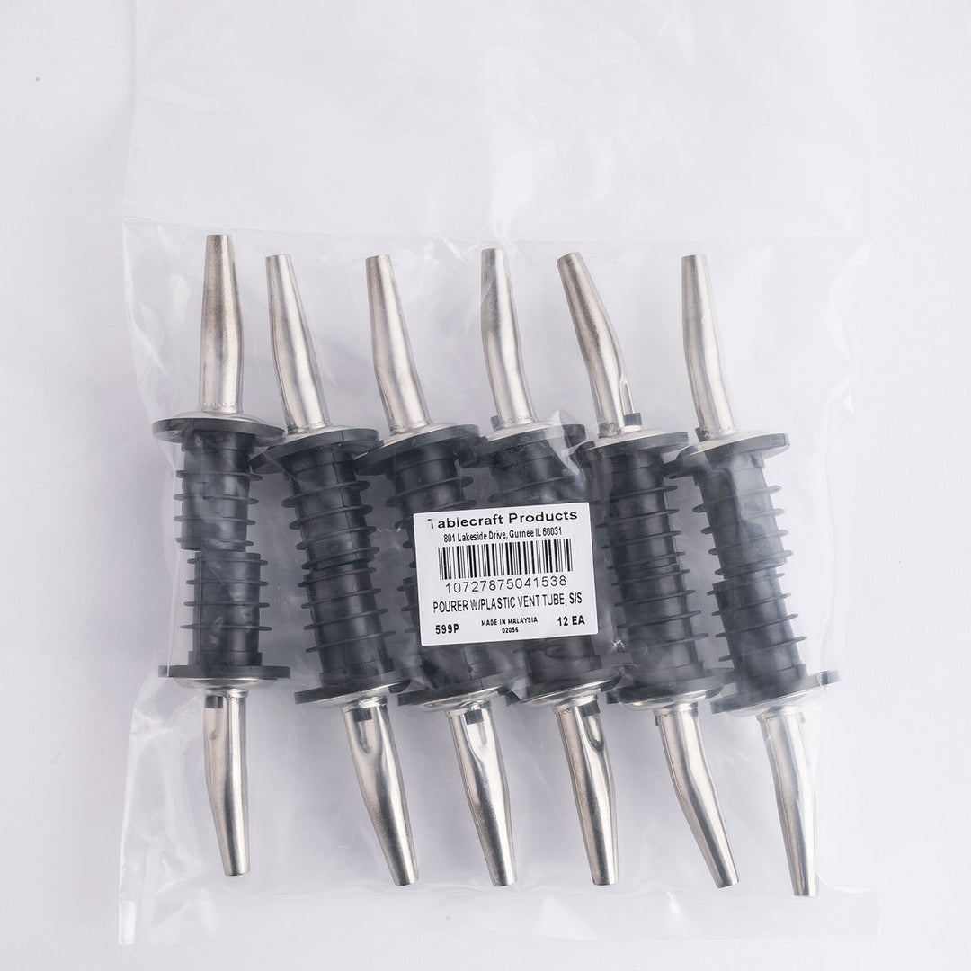 Tablecraft 599P Stainless Steel Pourer with Plastic Vent Tube