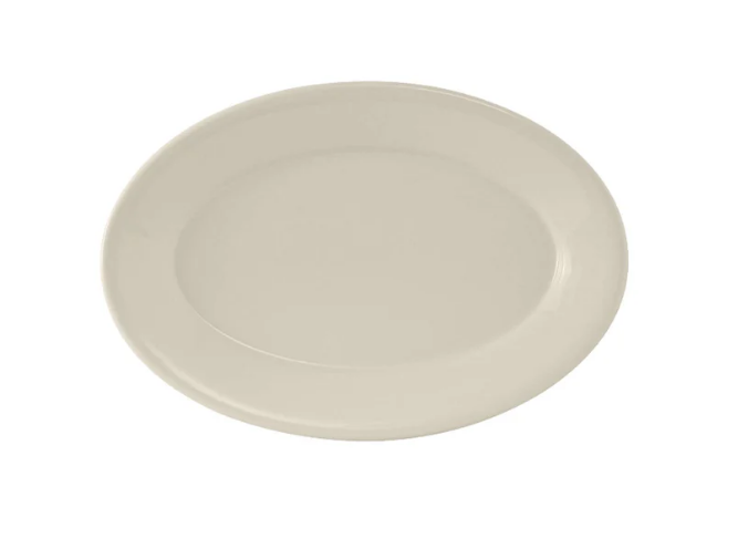 Tuxton TRE-033 Reno 7" x 4.625" Eggshell White Oval Platter Tuxton