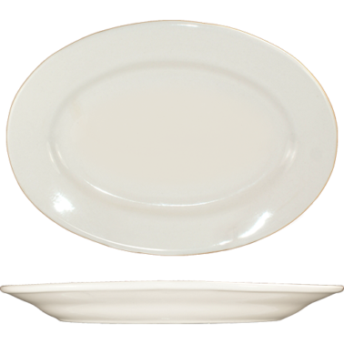 ITI RO-12 Roma 10.375" x 7.25" American White Oval Platter International Tableware